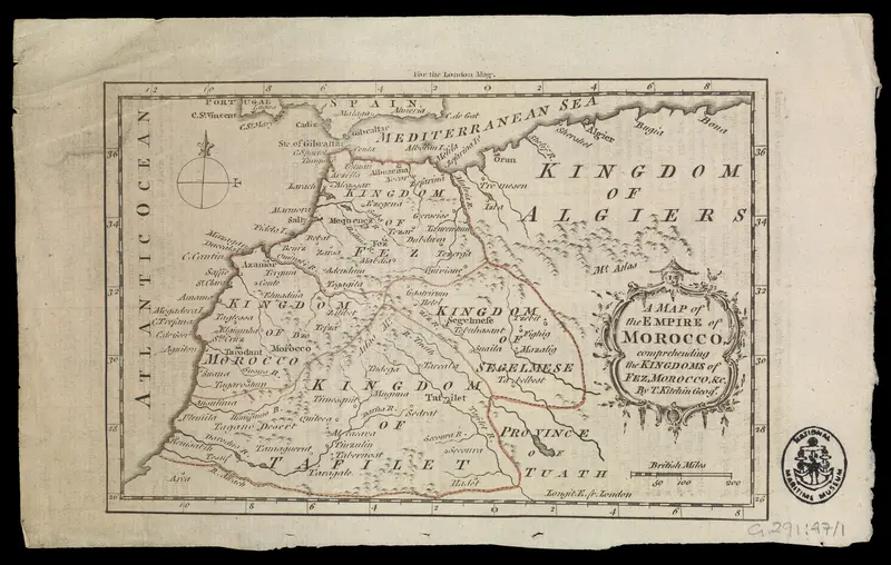 Carte gravée de l'Empire du Maroc par Thomas Kitchin, vers 1790